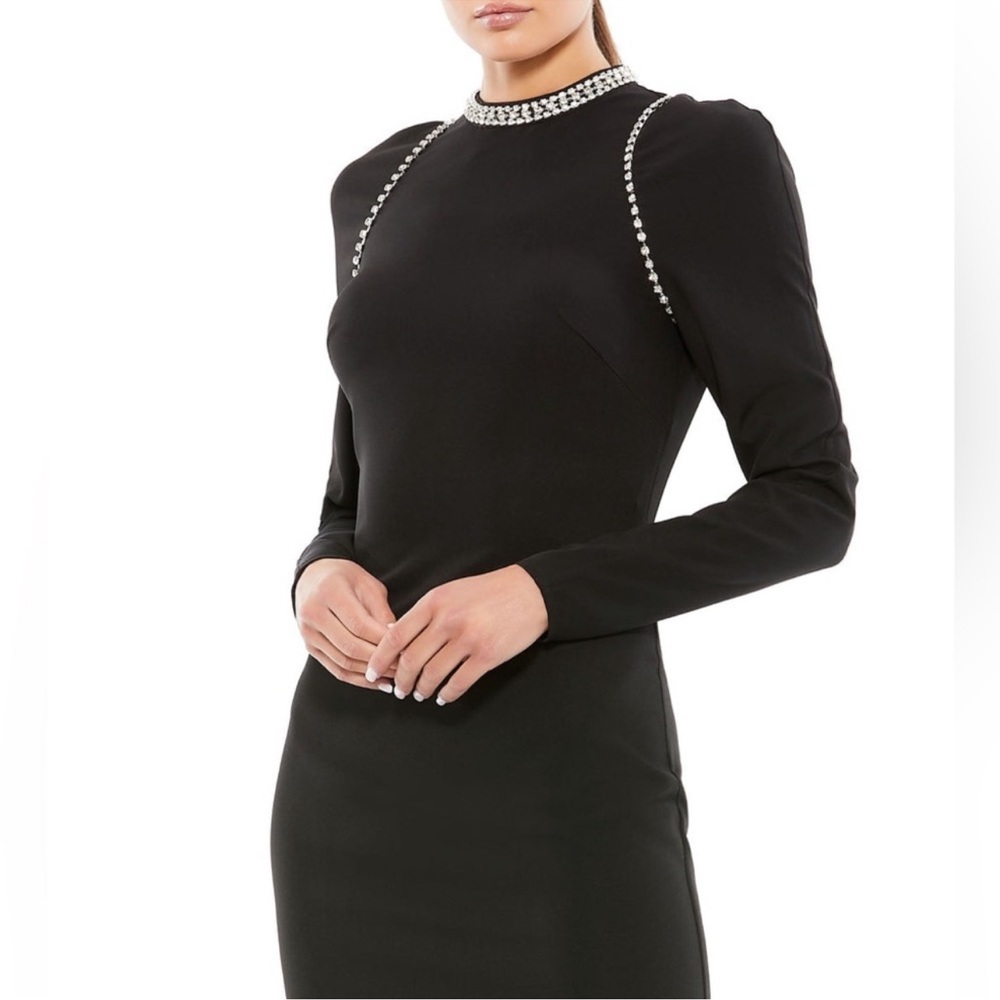 Mac Duggal 26612 Size 2 Black Jeweled Long Sleeve Full Length Gown Maxi Dress - Picture 4 of 5